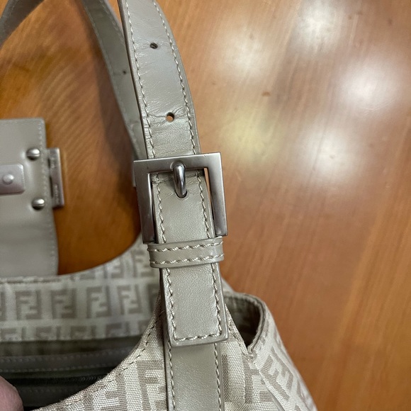 Authentic Fendi Zucchini canvas shoulder bag (tan/beige color) - Picture 6 of 15